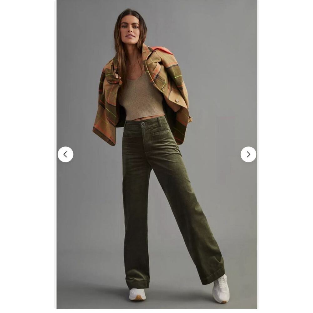 Maeve The Colette Wideโ Leg Crop Corduroy Pants Hunter Green Size 32 Boho Preppy
